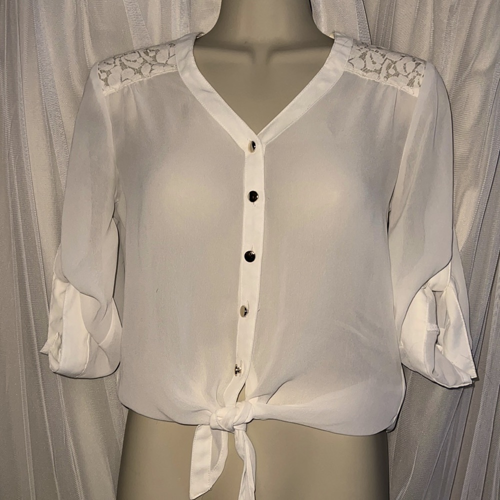 BONGO white three quarter sleeve shirt